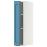 METOD Wall cabinet with shelves, white/Lerhyttan blue, 20x80 cm