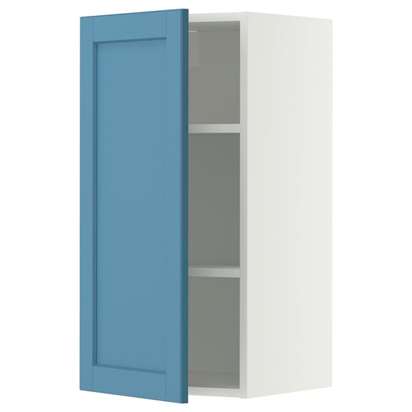 METOD Wall cabinet with shelves, white/Lerhyttan blue, 40x80 cm