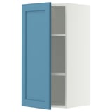 METOD Wall cabinet with shelves, white/Lerhyttan blue, 40x80 cm