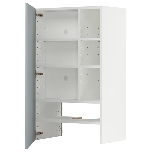 METOD high-gloss grey-blue cabinet, three adjustable shelves, left or right door.