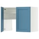 METOD Wall cb f extr hood w shlf/door, white/Lerhyttan blue, 80x60 cm