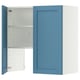 METOD Wall cb f extr hood w shlf/door, white/Lerhyttan blue, 80x80 cm