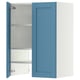 METOD Wall cb f extr hood w shlf/door, white/Lerhyttan blue, 60x80 cm