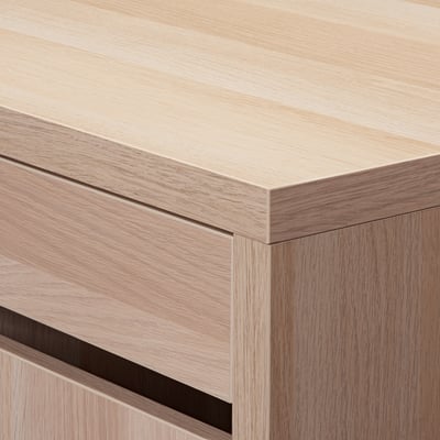 MICKE Drawer unit on castors, white stained oak effect, 35x75 cm