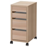MICKE Drawer unit on castors, white stained oak effect, 35x75 cm