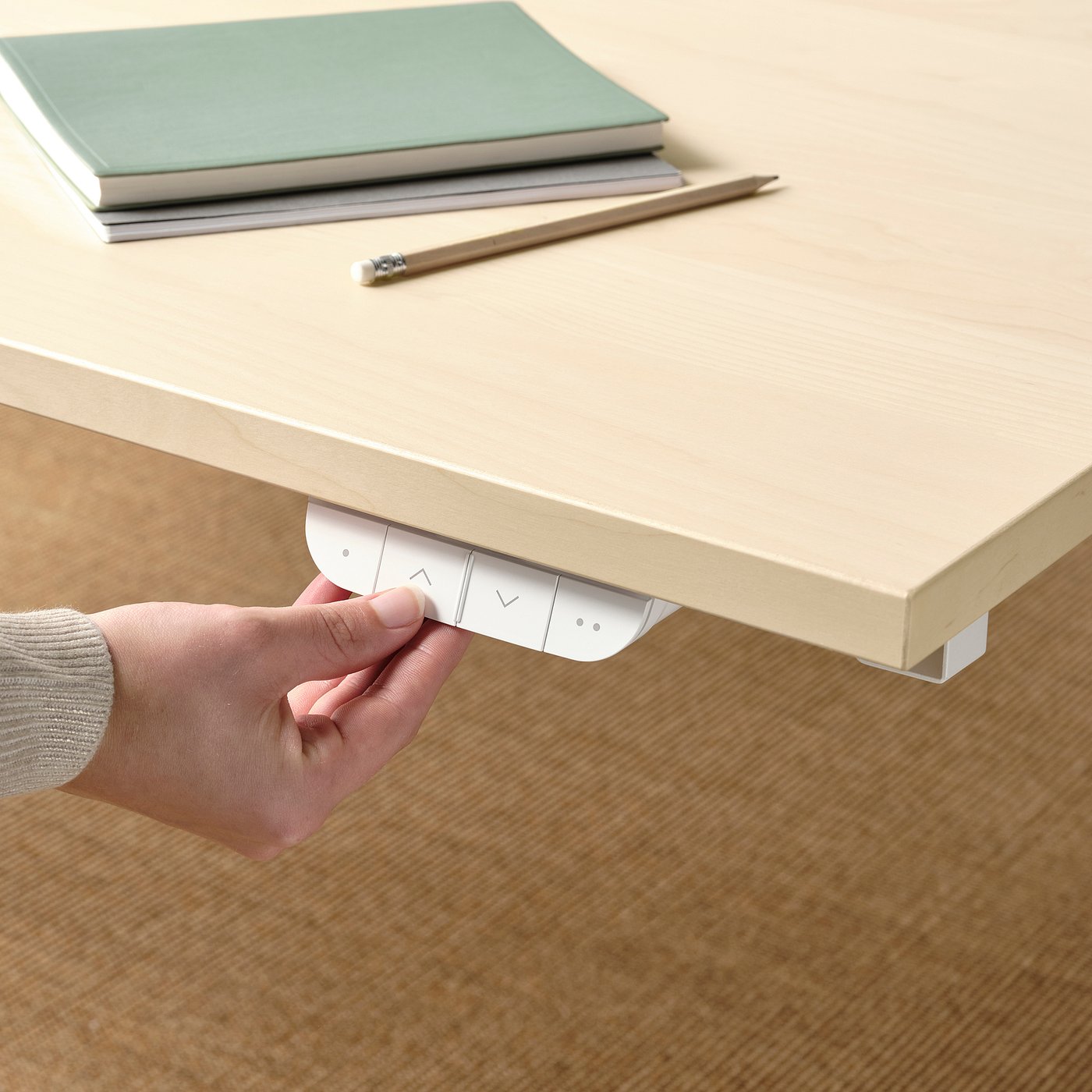 MITTZON Desk sit/stand - electric birch veneer/white 120x60 cm