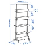 MITTZON Frame w cstrs/disp shlf/cable box, white, 85x205 cm