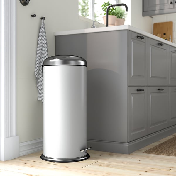 MJÖSA Pedal bin, white, 30 l