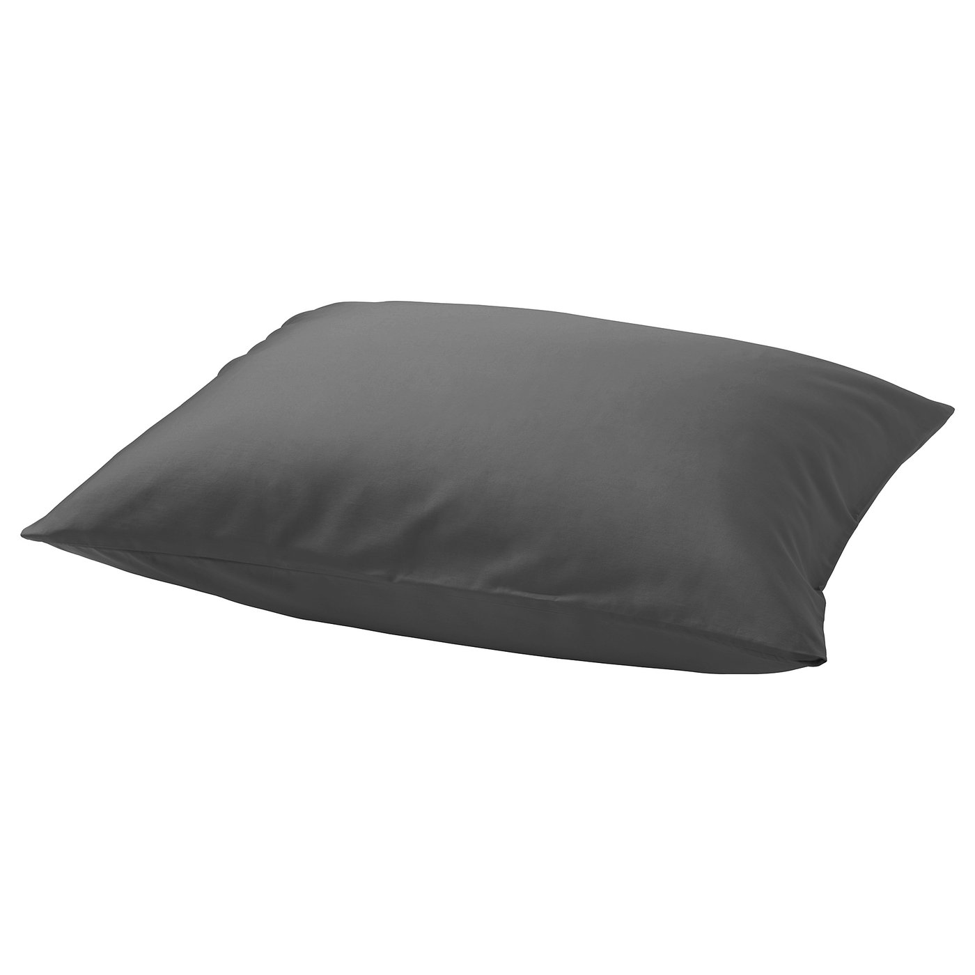 Dark grey rectangular pillowcase, smooth sateen finish, made of 60% cotton and 40% lyocell.