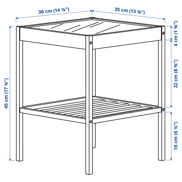 NESNA Bedside table, bamboo, 36x35 cm