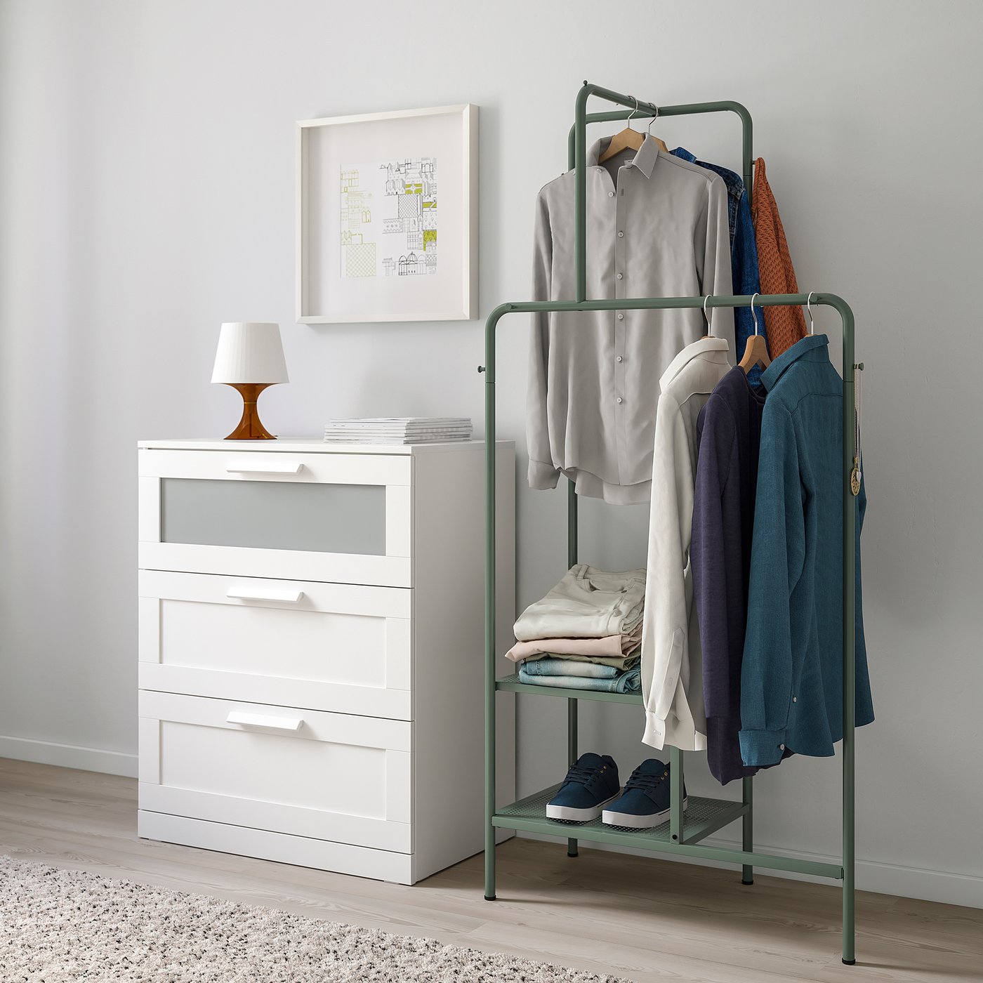 NIKKEBY Clothes rack, greygreen, 80x170 cm IKEA