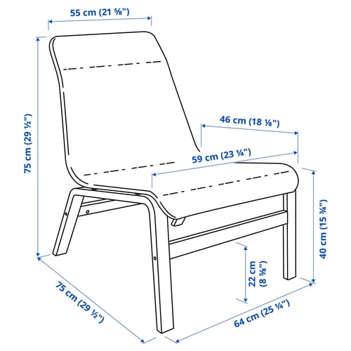 Illustration with measurements for the product: NOLMYRA.