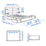 NORDLI Bed frame with storage and mattress, with headboard white/Valevåg extra firm, 140x200 cm