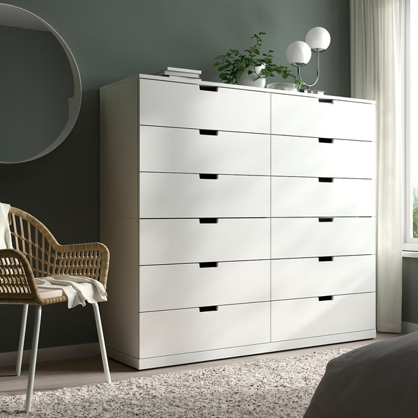 NORDLI Chest of 12 drawers, white, 160x145 cm