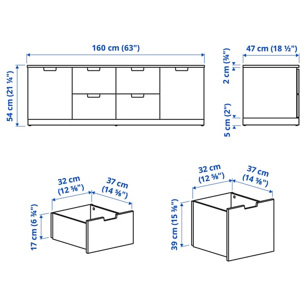 NORDLI Chest of 6 drawers, white, 160x54 cm