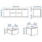 NORDLI Chest of 6 drawers, white, 160x54 cm