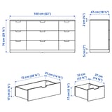 NORDLI Chest of 9 drawers, white, 160x76 cm