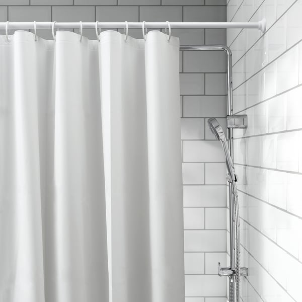 NORDRÖNN Shower curtain, white, 180x200 cm