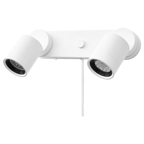 NYMÅNE dual spotlight, white, adjustable design, porch light.