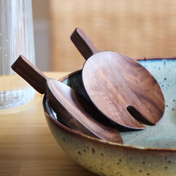 OLIVTRAST 2-piece serving set, walnut