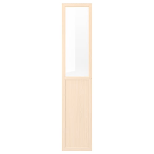 An OXBERG door in white with a glass panel for cabinet or bookcase use.