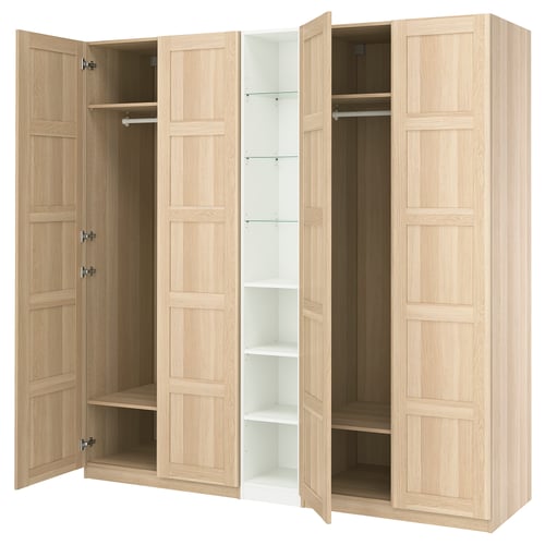 PAX / BERGSBO Wardrobe combination, white stained oak effect white stained oak effect/white, 235x60x236 cm