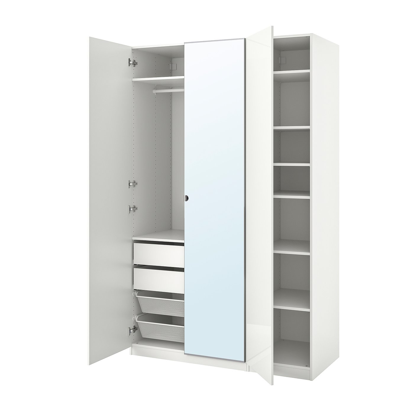 PAX / FARDAL/VIKEDAL تشكيلة خزانة ملابس. لامع أبيض/زجاج مرايا IKEA PAX / FARDAL/VIKEDAL تشكيلة خزانة ملابس. لامع أبيض/زجاج مرايا IKEA