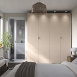PAX / FARDAL Wardrobe combination, grey-beige/high-gloss light orange, 200x60x236 cm