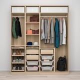 PAX / FARDAL Wardrobe combination, white stained oak effect/high-gloss yellow, 200x60x236 cm