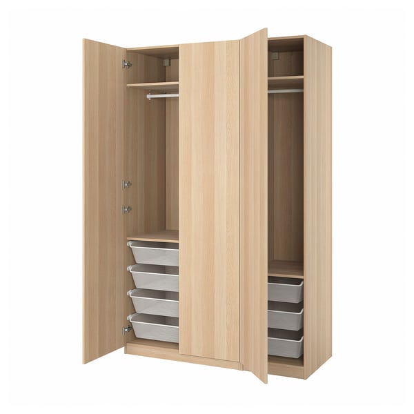 PAX / FORSAND Wardrobe, white stained oak effect/white stained oak effect, 150x60x236 cm