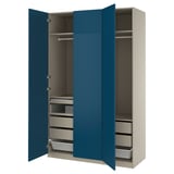 PAX / FYRUDDEN Wardrobe combination, grey-beige/blue, 150x60x236 cm