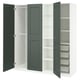 PAX / GRIMO Wardrobe combination, white grey-green/white, 185x60x201 cm