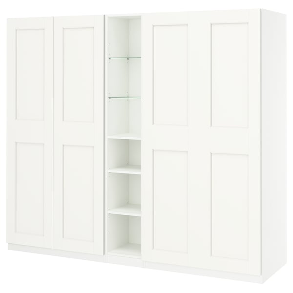 PAX / GRIMO Wardrobe combination, white white/white, 235x60x201 cm