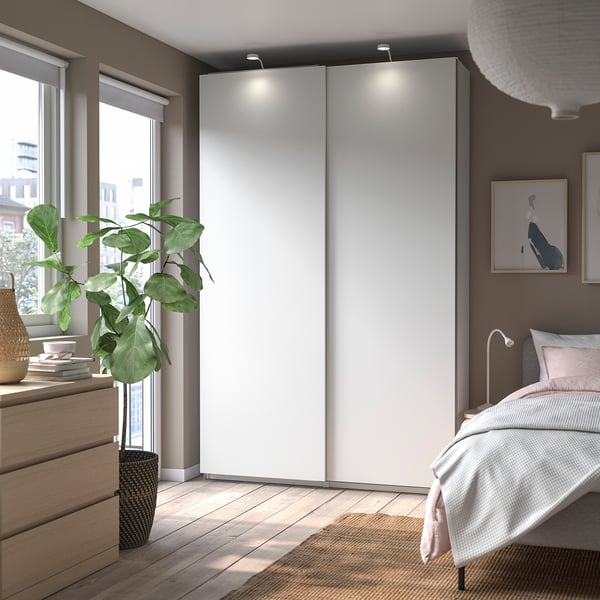 PAX / HASVIK Wardrobe combination, white/white, 150x43x236 cm