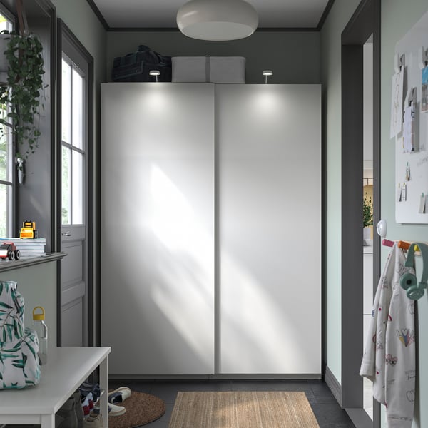 PAX / HASVIK Wardrobe combination, white/white, 150x43x201 cm