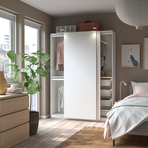 PAX / HASVIK Wardrobe combination, white/white, 150x43x201 cm
