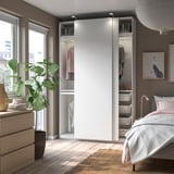 PAX / HASVIK Wardrobe combination, white/white, 150x43x236 cm