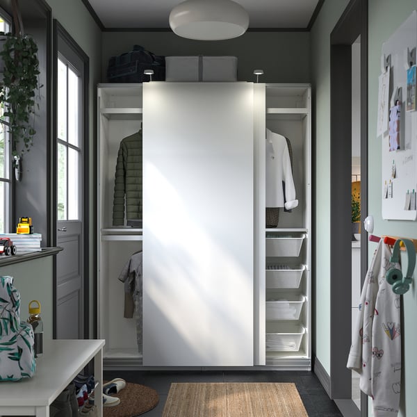 PAX / HASVIK Wardrobe combination, white/white, 150x43x201 cm