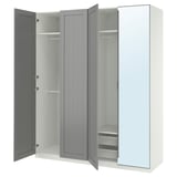 PAX / KAMMARTORP/GULLABERG Wardrobe combination, white/mirror glass grey, 200x60x236 cm
