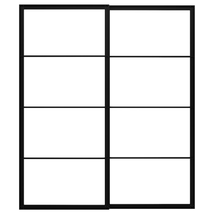 PAX pair of sliding door frames w rail, black, 200x236 cm IKEA