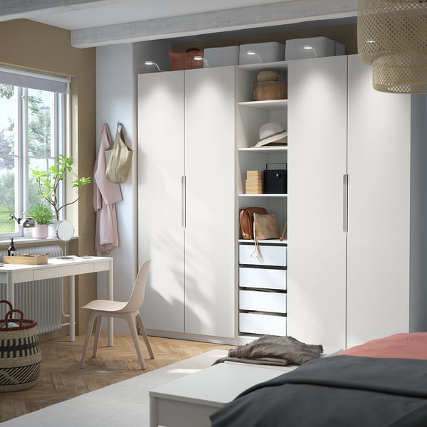 PAX / TONSTAD Wardrobe combination, white/off-white, 250x60x236 cm