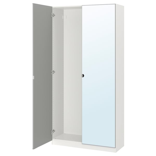PAX Wardrobe with 2 doors, white/Vikedal mirror glass, 100x38x201 cm IKEA
