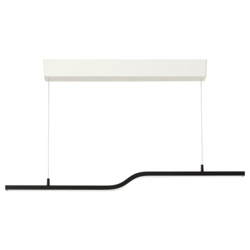 PILSKOTT pendant lamp: sleek black metal with bent led, modern minimalist design.