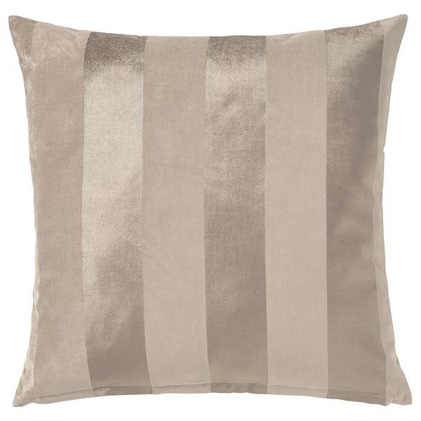 PIPRANKA beige cushion, striped matte and shiny fabric, square with zip.