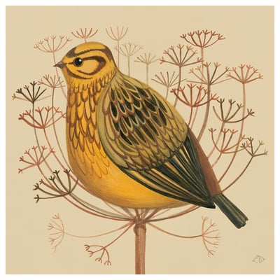 PJÄTTERYD yellow bird art print on canvas, deep frame.