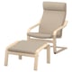 POÄNG Armchair and footstool, birch veneer/Kelinge beige