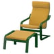 POÄNG Armchair and footstool, dark green/Kelinge dark yellow