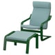 POÄNG Armchair and footstool, dark green/Kelinge grey-blue
