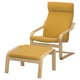 POÄNG Armchair and footstool, oak/Kelinge dark yellow