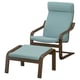 POÄNG Armchair and footstool, walnut effect/Kelinge grey-blue